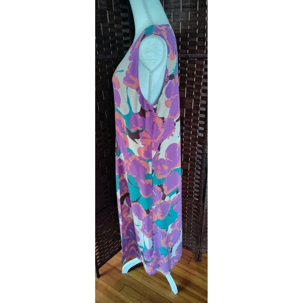 Equipment Femme Floral Silk Midi Dress Large Alice Sleeveless Abstract Colorful - Picture 7 of 14